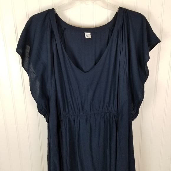 Old Navy Maternity V Neck Sleeveless Dress Size XXL Navy Blue Flutter Sleeves - Picture 4 of 14
